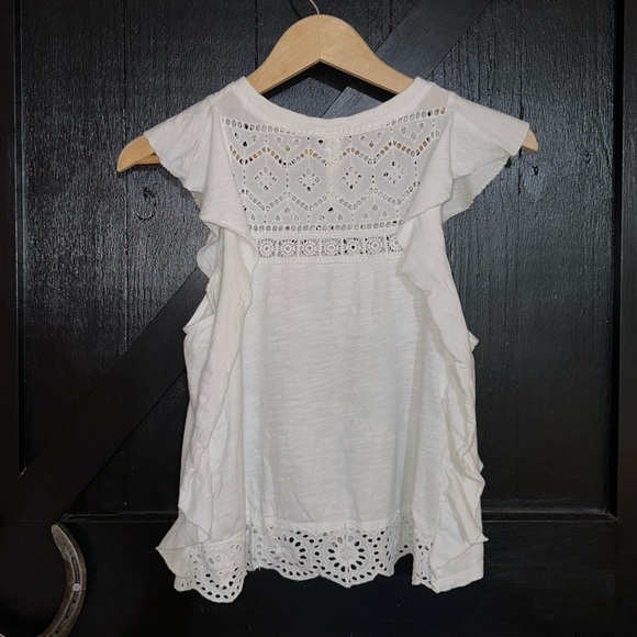 By Anthropologie Sustainable Embroidered Eyelet Lace Boho White Feminine Tank - Picture 9 of 11